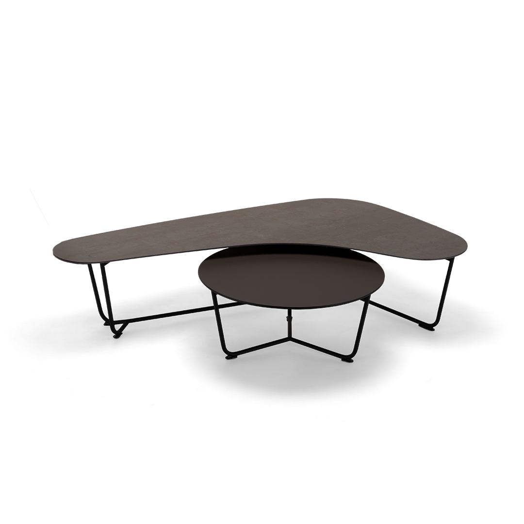 Harvink salontafel Duo met blad keramiek iron en fenix bruin met frame zwart fijnstructuur