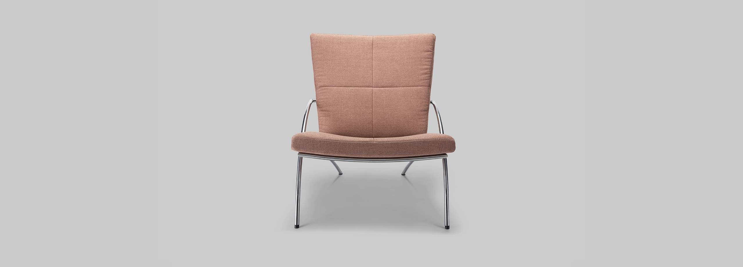Harvink fauteuil Uncle Sam Retro in stof prairie zalm roze met frame geschuurd chroom