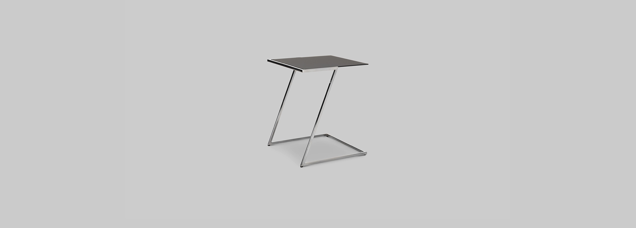 Harvink bijzettafel Zet zwart glas met frame geschuurd chroom