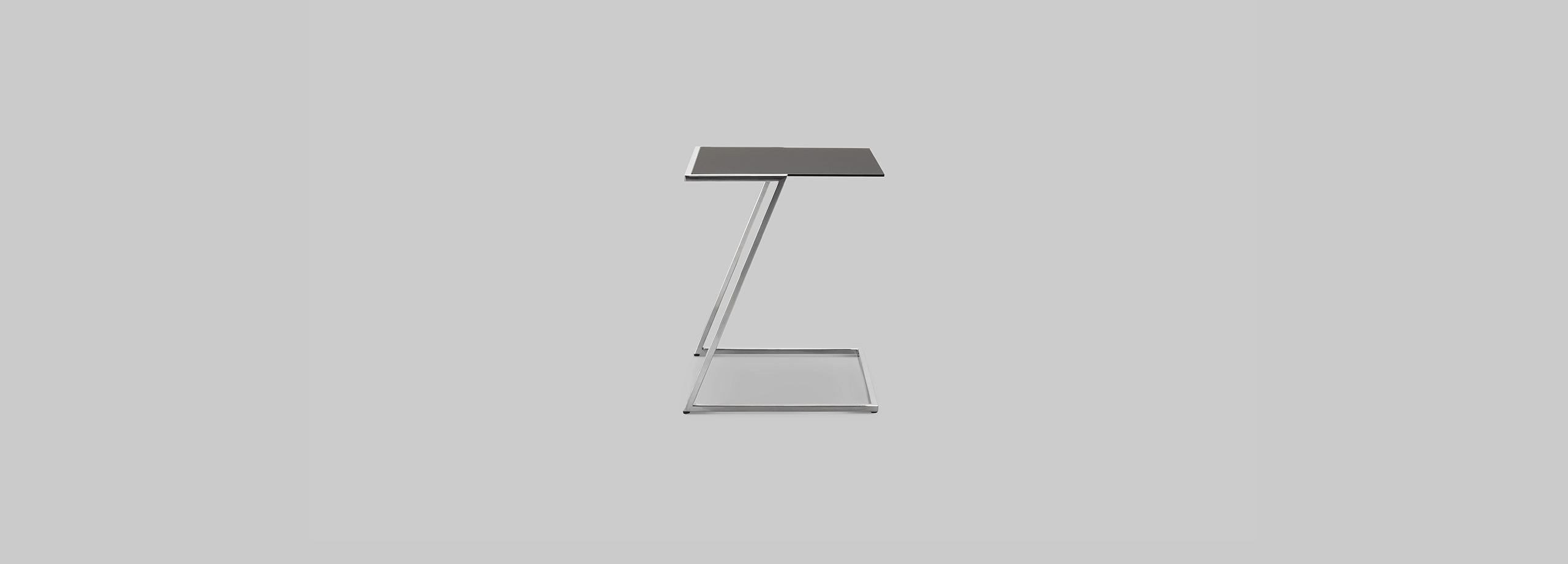 Harvink bijzettafel Zet zwart glas met frame geschuurd chroom