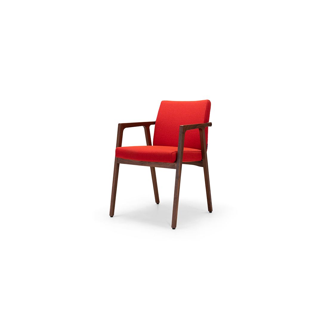 Harvink stoel Splinter in stof Hallingdal rood met frame Amerikaans noten