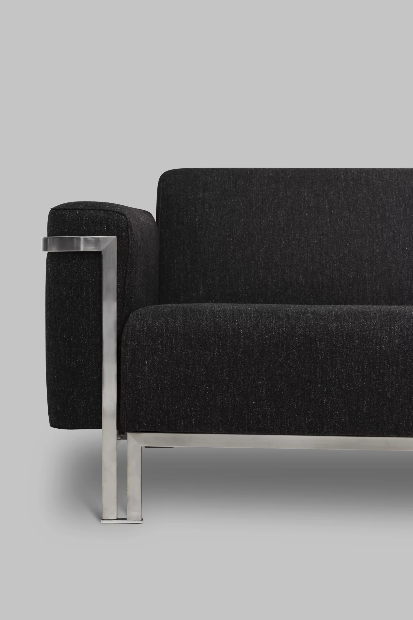 Harvink modulaire bank Flink in stof Lof antraciet met frame geschuurd chroom