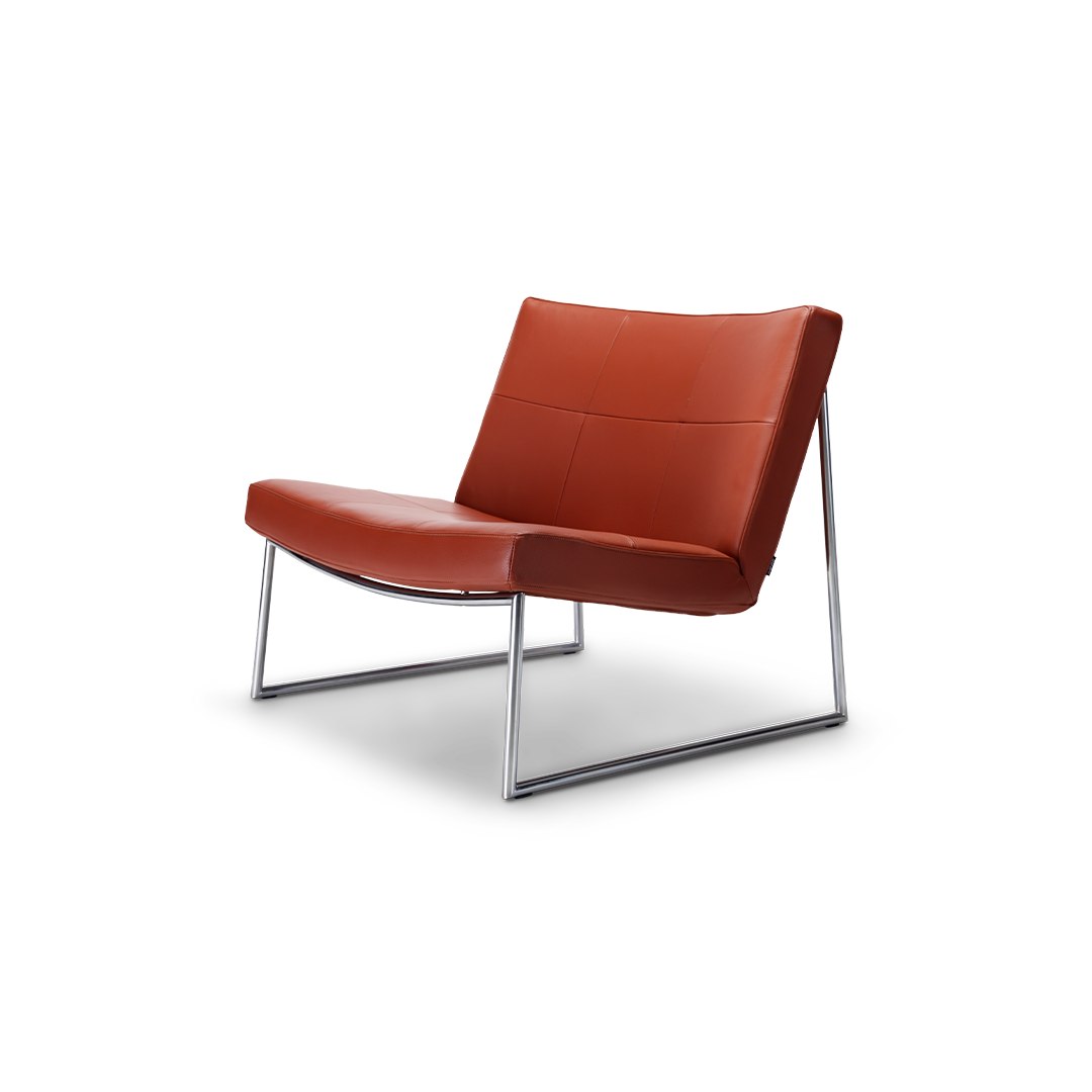 Harvink fauteuil Hebbes in leer cognac bruin met frame geschuurd chroom