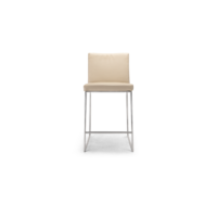 Harvink stoel Hi in leer beige kiezel met frame geschuurd chroom