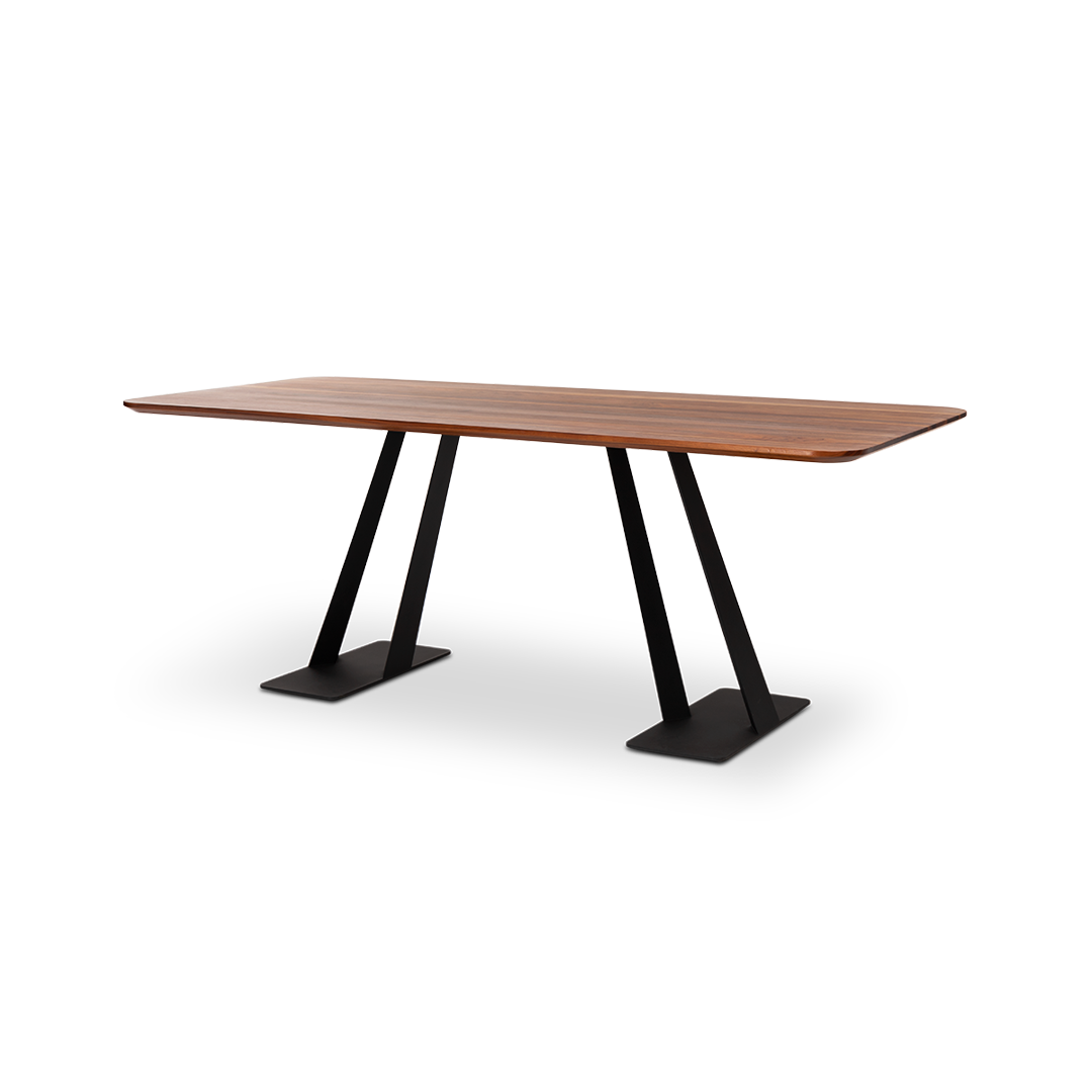 Harvink tafel Tosca blad Amerikaans noten met frame zwart fijnstructuur