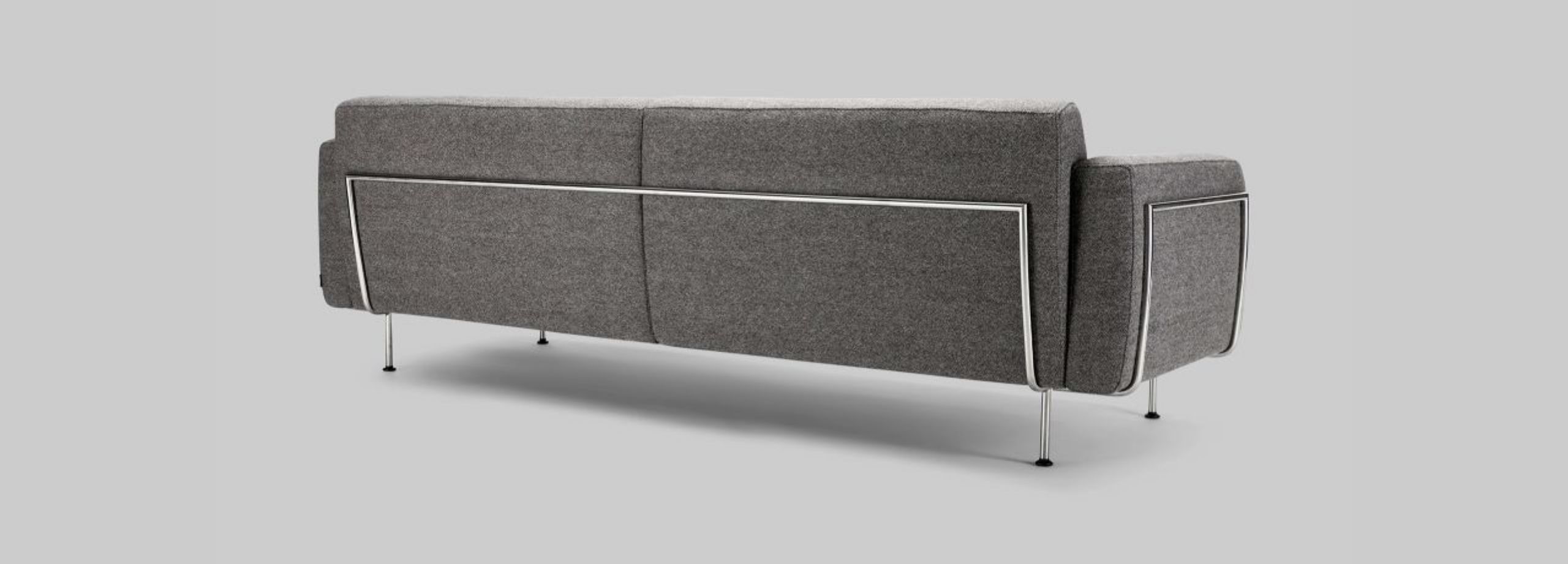 Harvink bank Donk in stof Kate grijs met frame geschuurd chroom