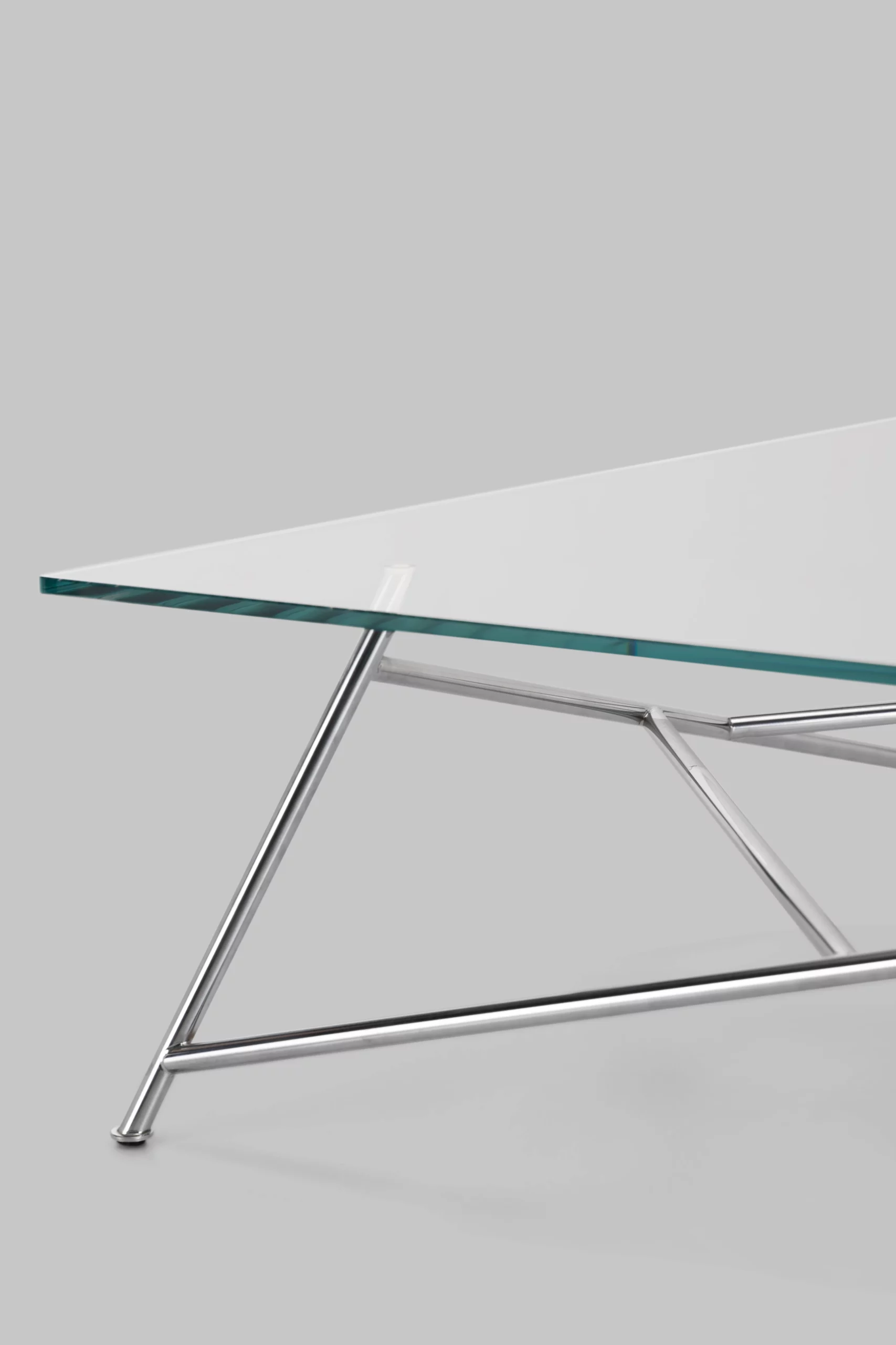 Harvink salontafel Mikado blad glas met frame geschuurd chroom