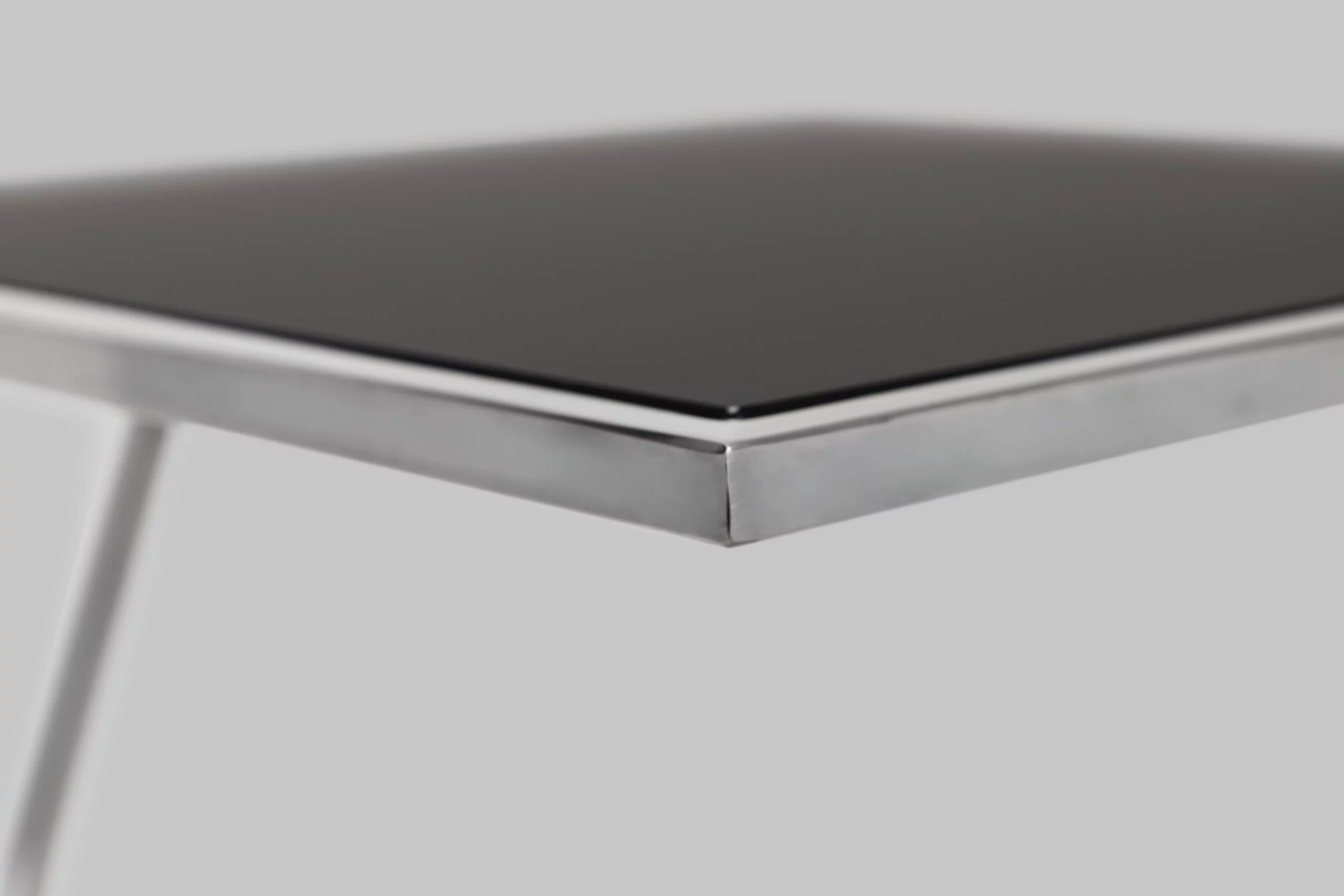 Harvink bijzettafel Zet zwart glas met frame geschuurd chroom