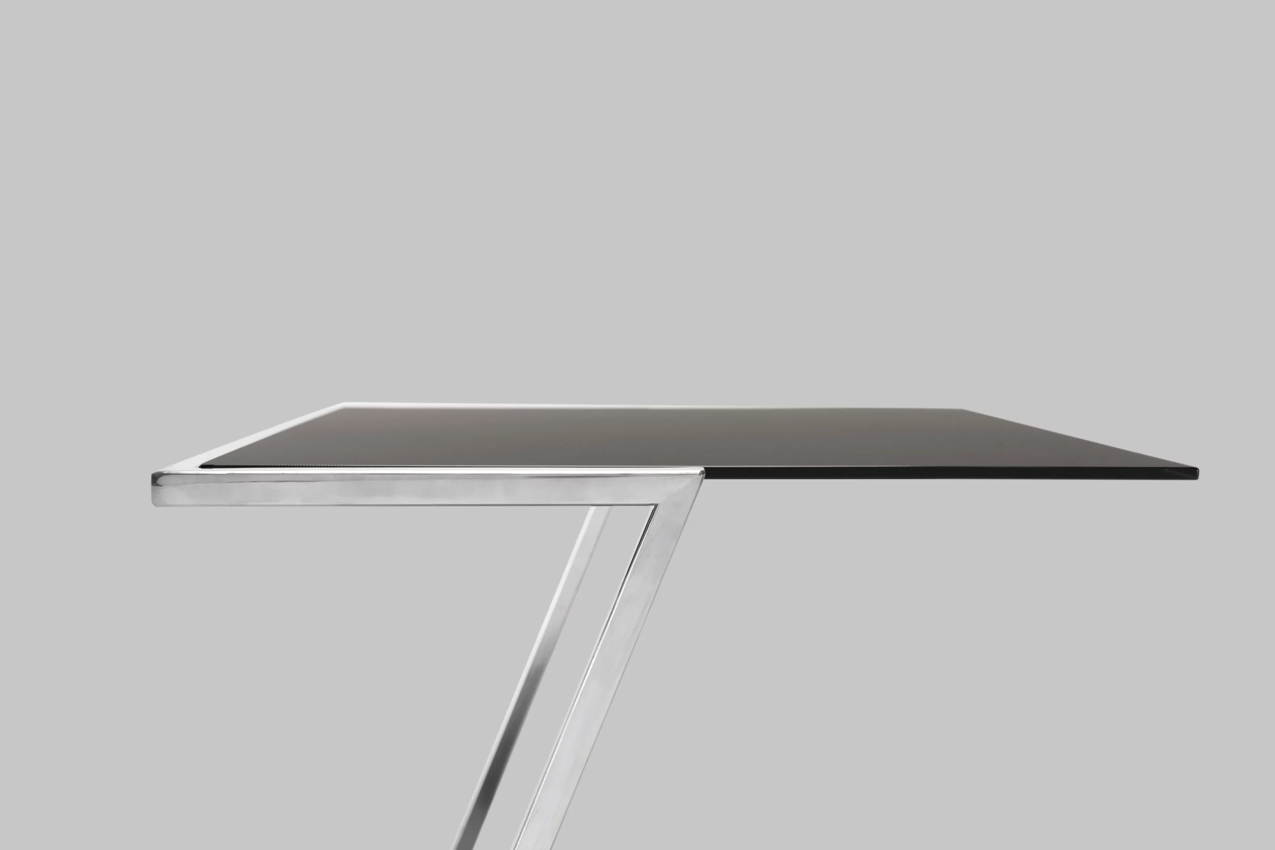 Harvink bijzettafel Zet zwart glas met frame geschuurd chroom