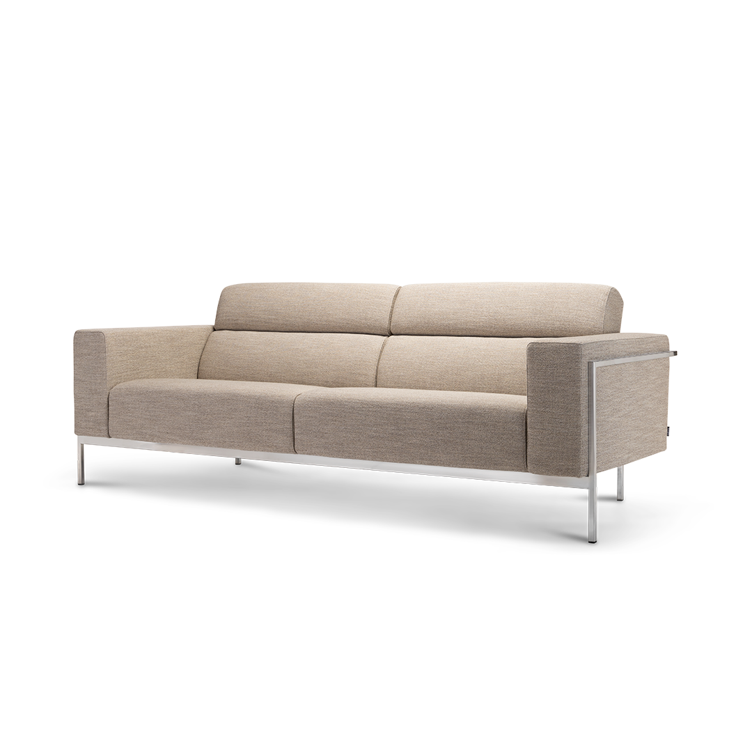 Harvink bank Forum Bravo beige met geschuurd chroom frame