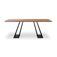 Harvink tafel Tosca blad Amerikaans noten met frame zwart fijnstructuur