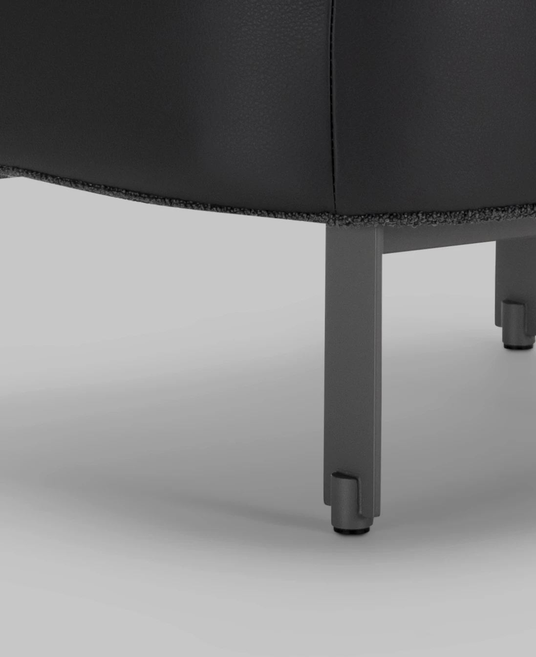 Harvink hocker Custom in combinatie stof Alto en leer grijs met frame kwartsgrijs fijnstructuur