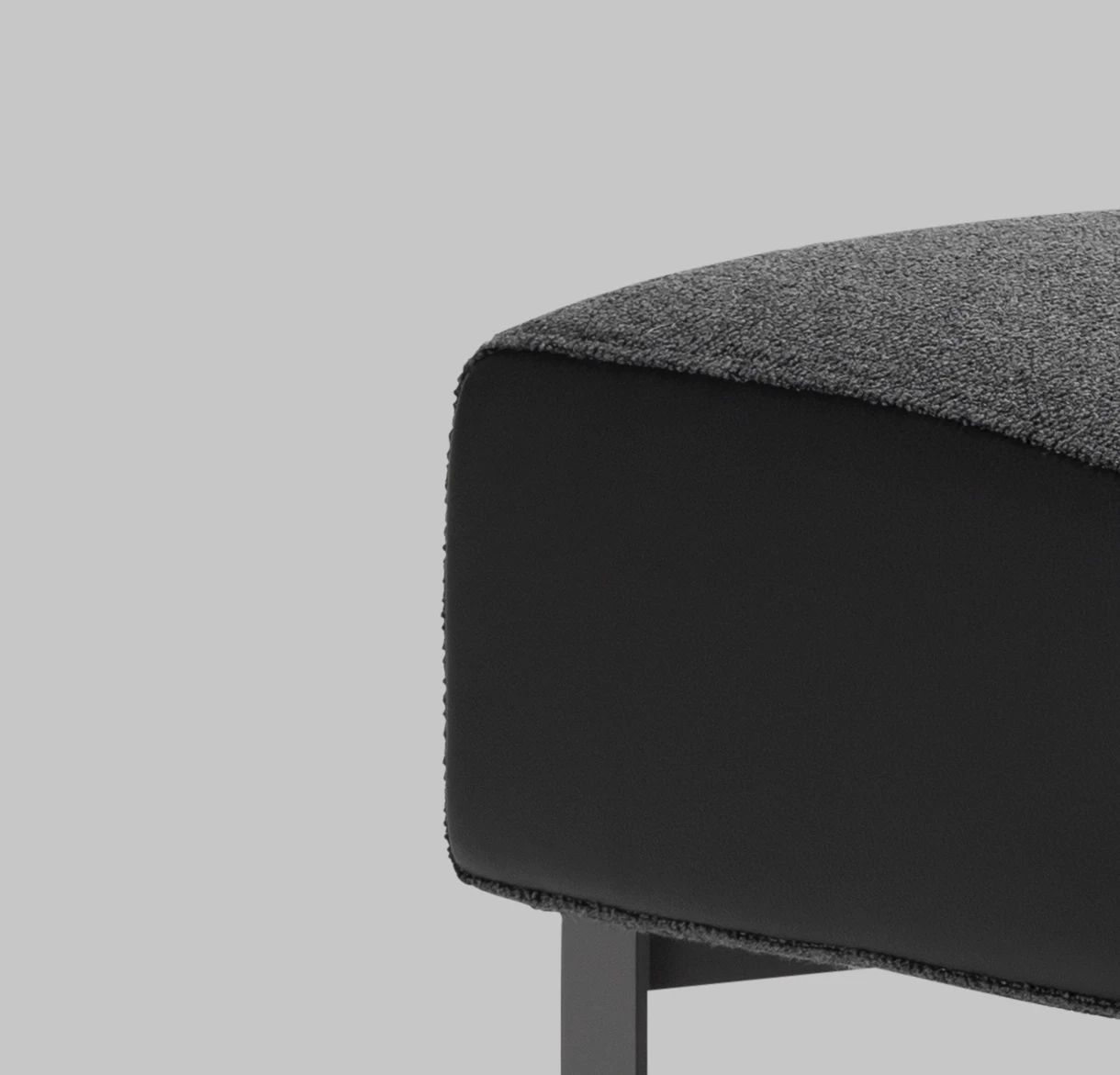 Harvink hocker Custom in combinatie stof Alto en leer grijs met frame kwartsgrijs fijnstructuur