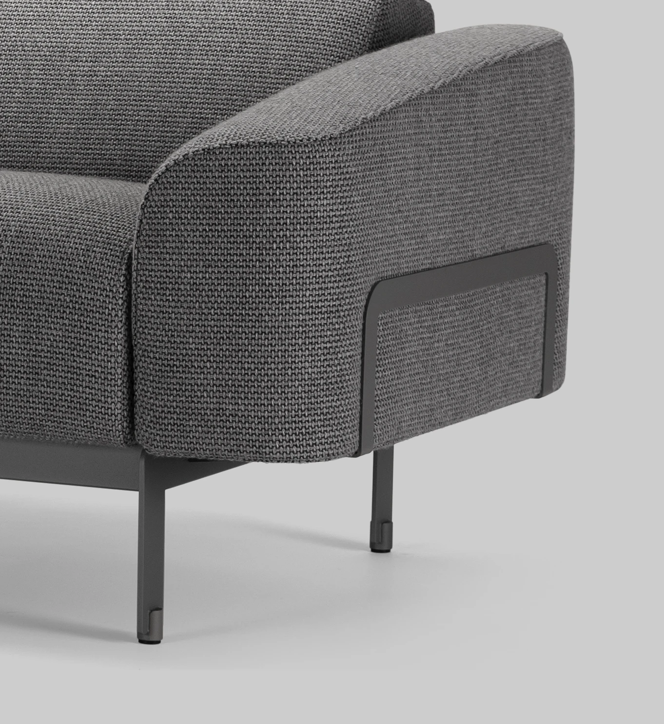 Harvink bank Custom in stof Spectrum grijs met frame kwartsgrijs fijnstructuur