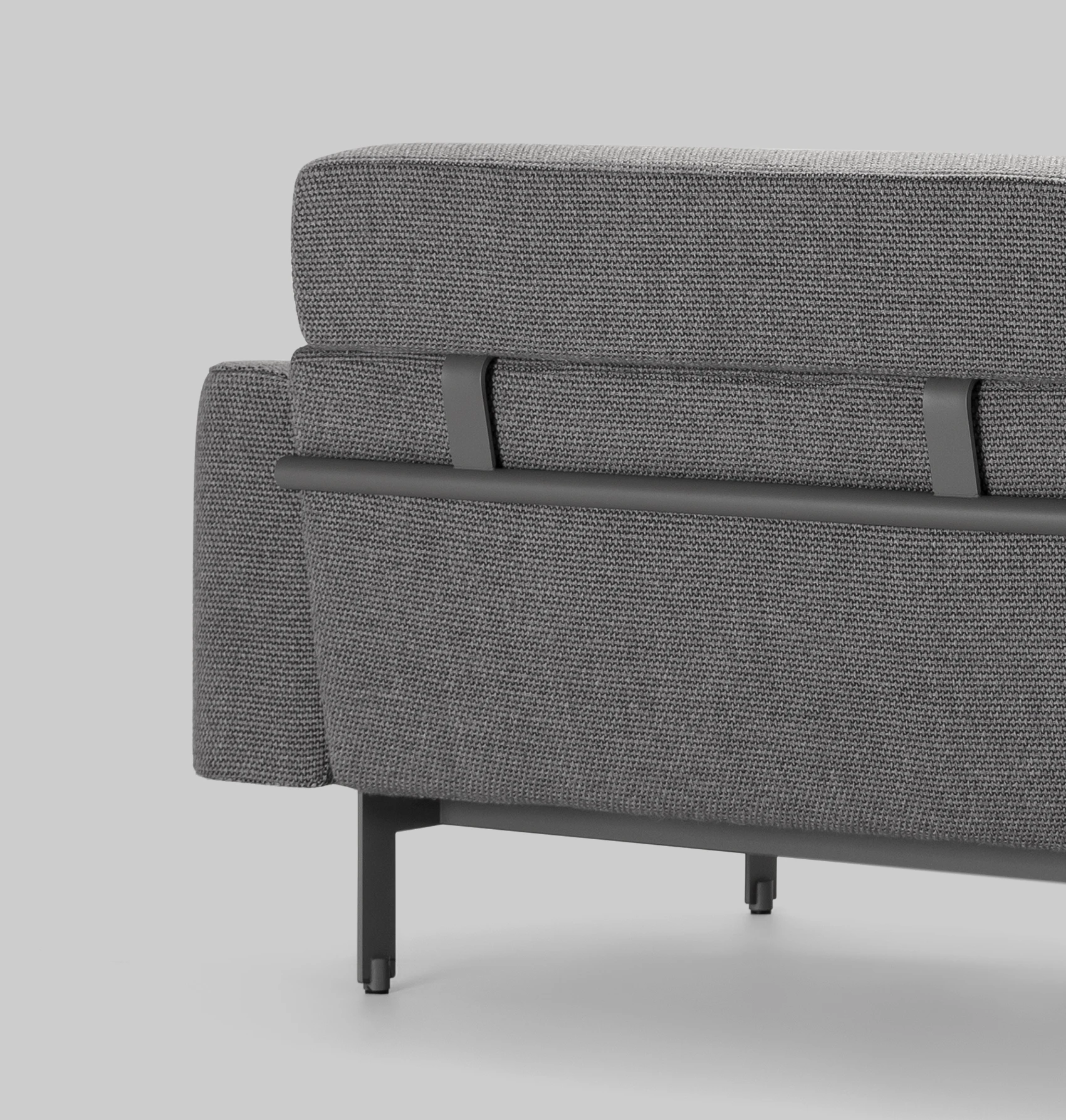 Harvink bank Custom in stof Spectrum grijs met frame kwartsgrijs fijnstructuur