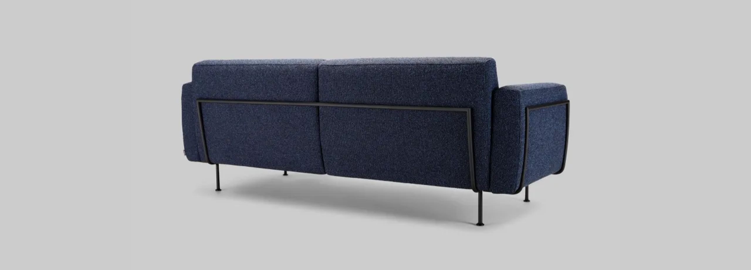 Harvink bank Donk in stof Monza Melange donker blauw met frame zwart fijnstructuur