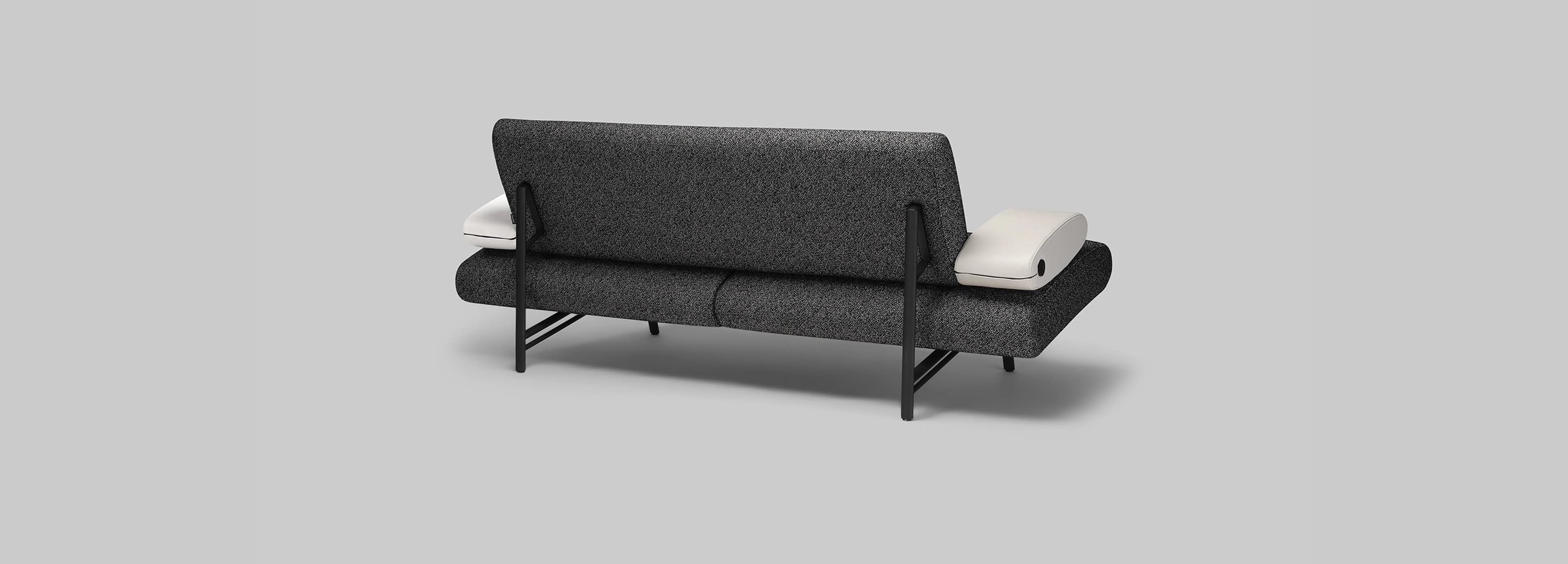 Harvink bank Armslag stof Ciro zwart wit leder 1616 wit met zwart fijnstructuur frame