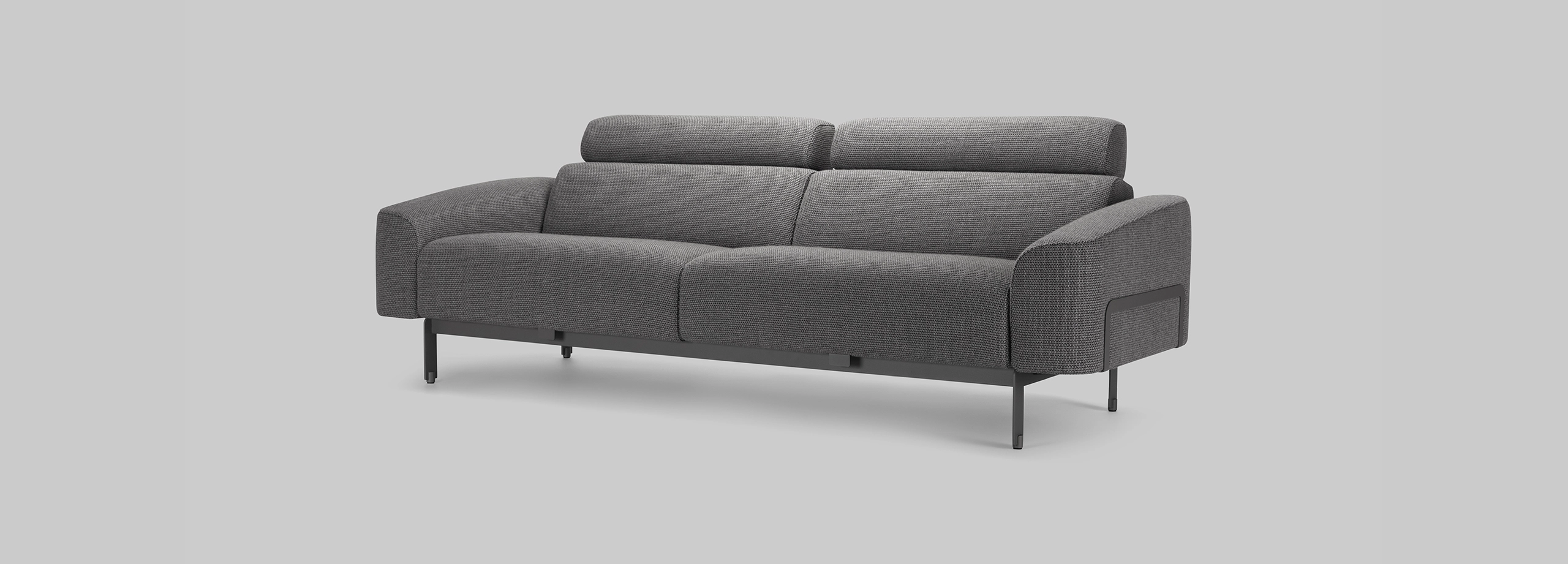 Harvink bank Custom in stof Spectrum grijs met frame kwartsgrijs fijnstructuur