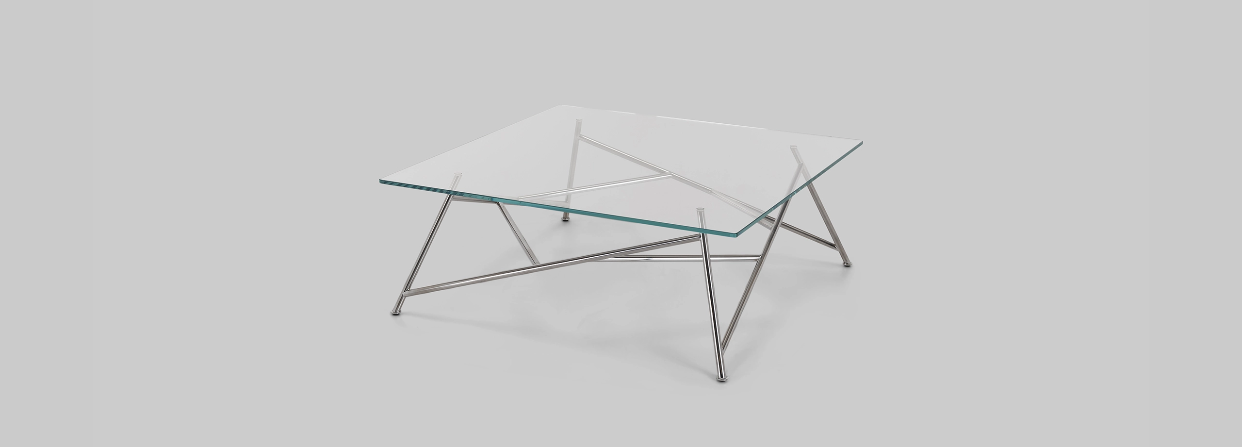 Harvink salontafel Mikado blad glas met frame geschuurd chroom