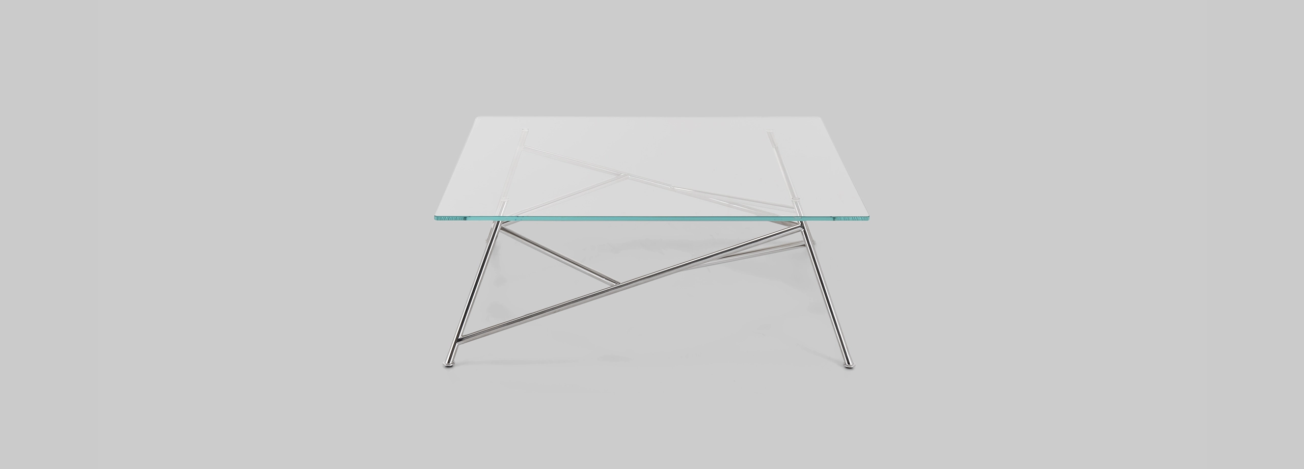 Harvink salontafel Mikado blad glas met frame geschuurd chroom