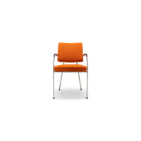 Harvink stoel Fay in stof Tonica oranje met frame geschuurd chroom