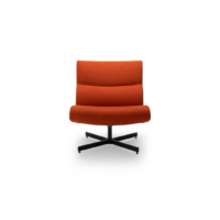 Harvink draai fauteuil Focus in stof Richwool oranje rood met frame zwart