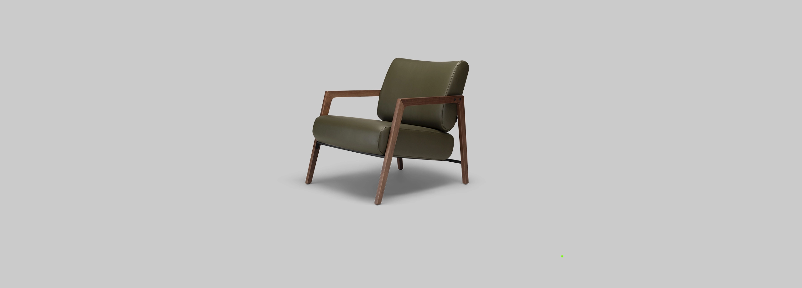 Harvink fauteuil Fraai in leder 1616 - 7248 parsley met frame Amerikaans noten met zwart