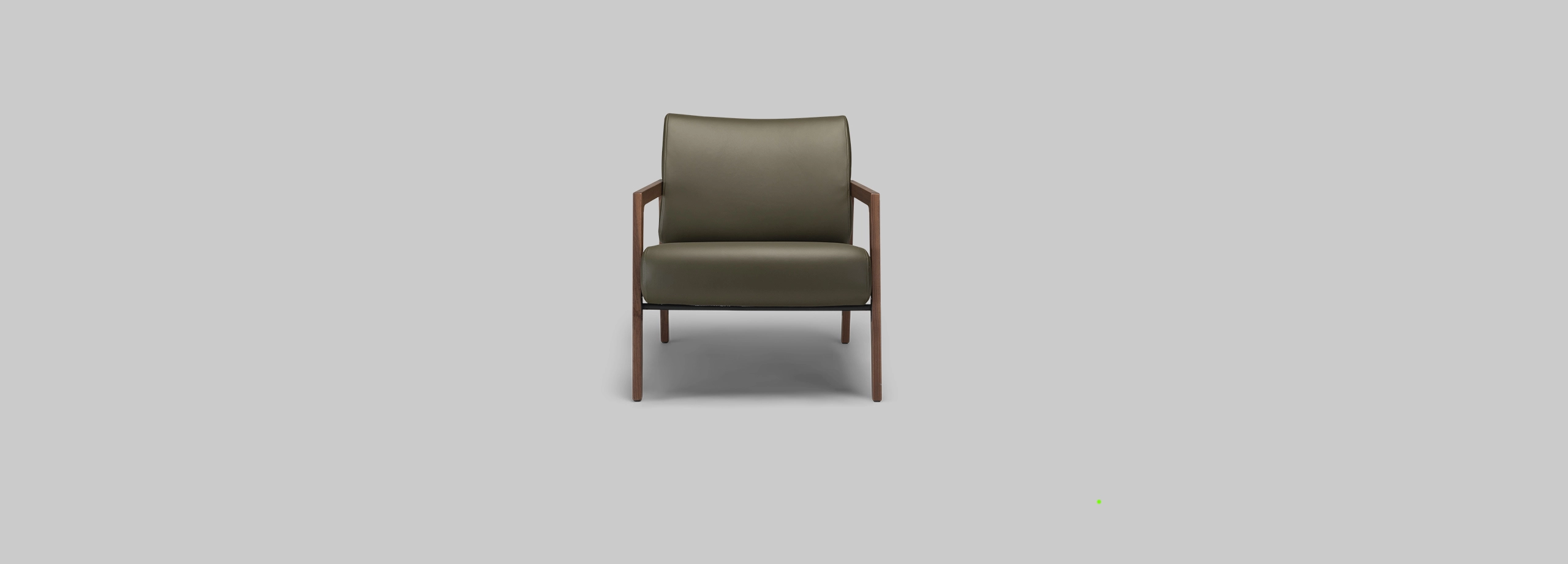 Harvink fauteuil Fraai in leder 1616 - 7248 parsley met frame Amerikaans noten met zwart
