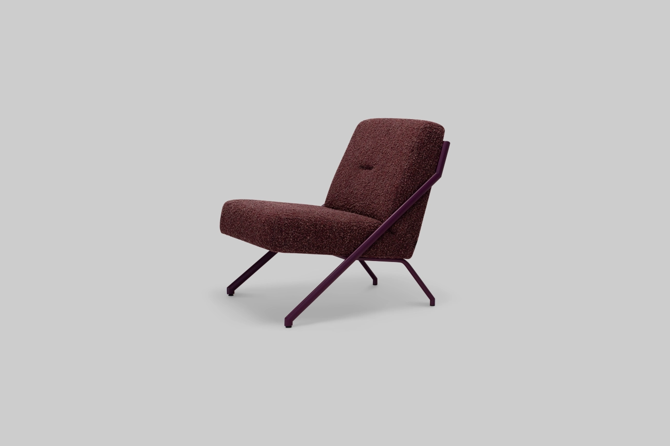 Harvink fauteuil Totem zonder armen in stof Coco met frame in RAL 4007 purper violet fijnstructuur