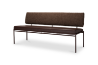 Harvink eetbank Troef in combinatie stof Coco en 1616 leer met frame RAL8017 chocoladebruin fijnstructuur